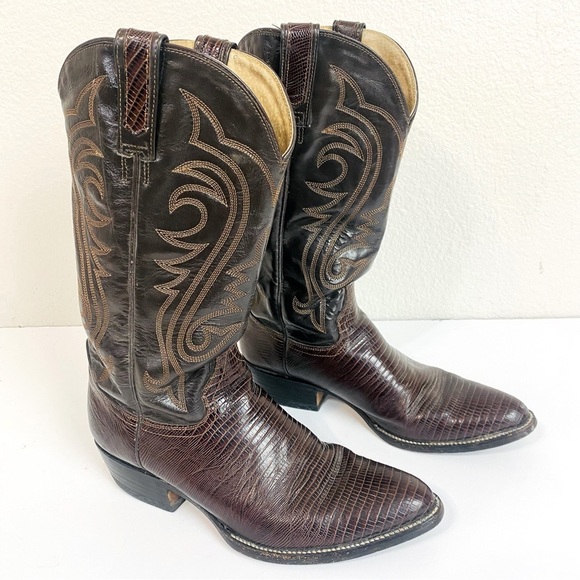 Rudel Botas Brown Leather Western Boots Size 9 - Picture 1 of 9